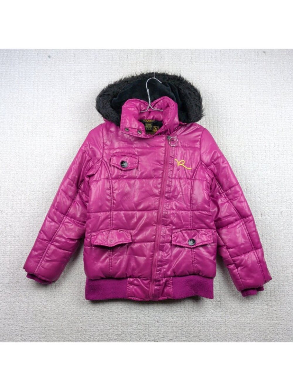 Y2K Rocawear Faux Fur Pink Puffer Jacket Sz *M* McBling Glam Rhinestone Read - Picture 2 of 16